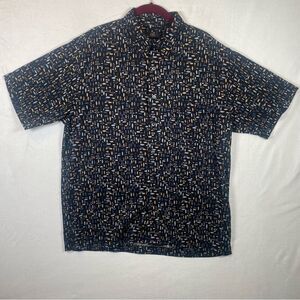 H&H Men's 100% Silk Short Sleeve Button Down Shirt Size Medium